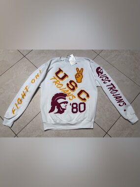 Champion White USC Trojans Graphic Crewneck Sweatshirt